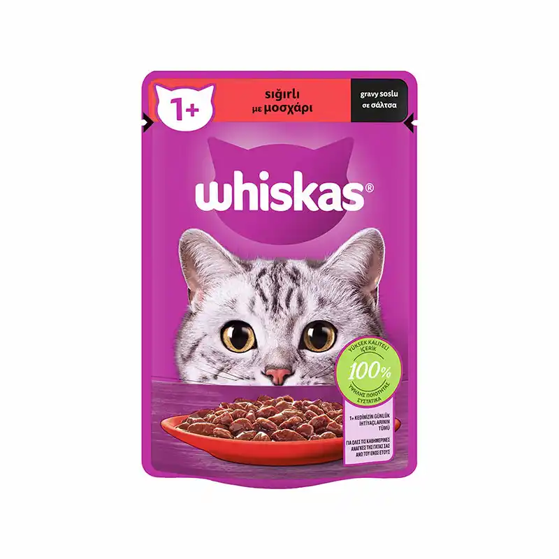 پوچ گربه ویسکاس با طعم گوشت_Whiskas Beef (Gravy)