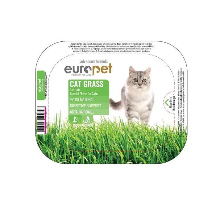 بذر علف گربه یوروپت مدل Anti Hairball مناسب دفع گلوله مویی و حمایت از گوارش گربه