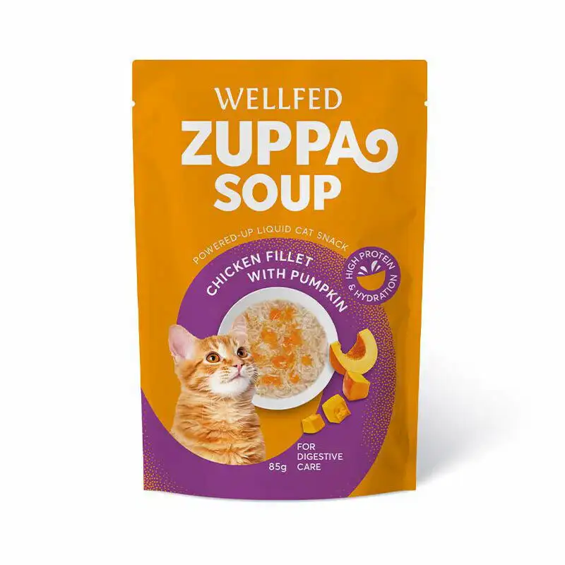 سوپ تقویتی گربه ولفد با فیله مرغ و کدو تنبل - 85 گرم WellFed Chicken Fillet And Pumpkin Soup
