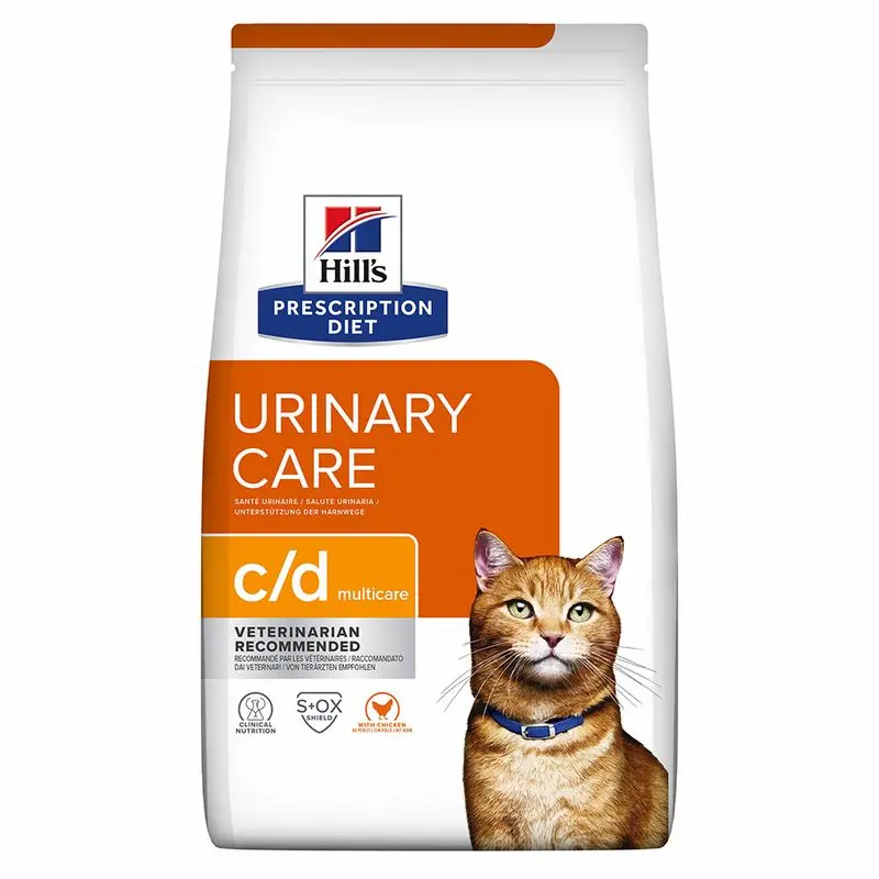 Hill's Prescription Diet Feline c/d Multicare Urinary Care Chicken 1.5kg - غذای خشک گربه هیلز یورینری طعم مرغ - 1.5 کیلوگرم، برای مراقبت از سلامت مجاری ادراری گربه‌ها.