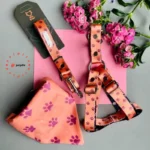 ست قلاده کتفی، لیش، گردنی و دستمال گردن سایز مدیوم - برای سگ‌های کوچک و متوسط رنگ گلبهی