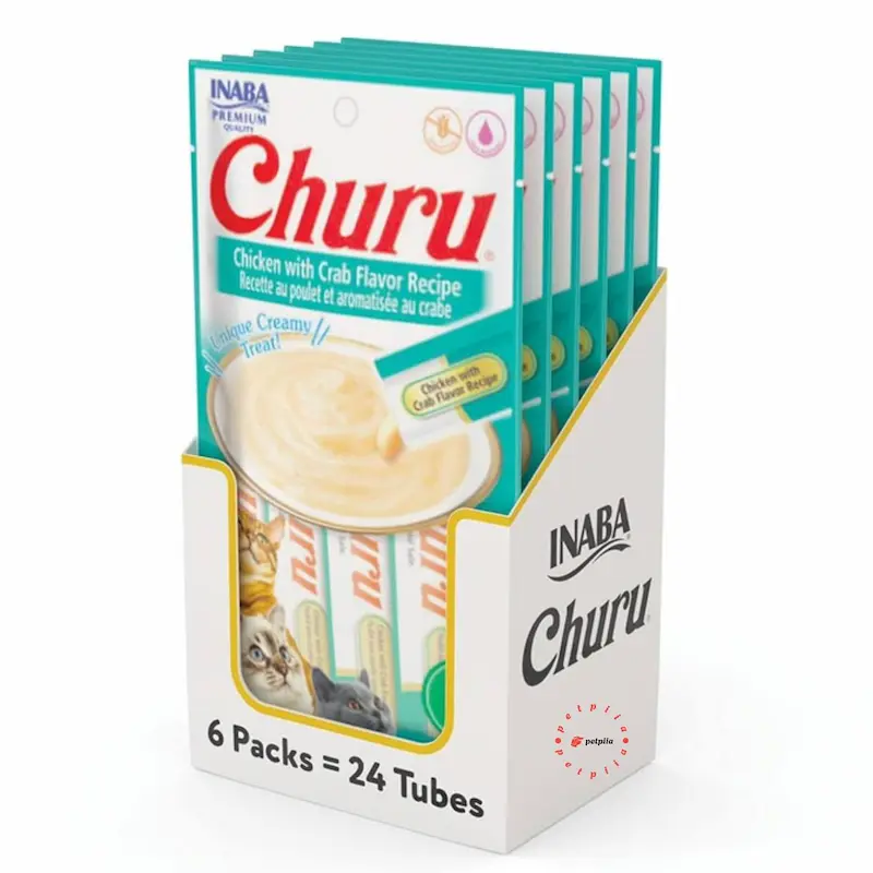 بستنی گربه اینابا طعم مرغ و خرچنگ (Churu Inaba) – پک ۲۴ عددی