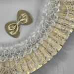 ست گردنبند و گلسر طلایی پت – مناسب سگ و گربه نژاد کوچک | طراحی لوکس با تور سفید - Image 2