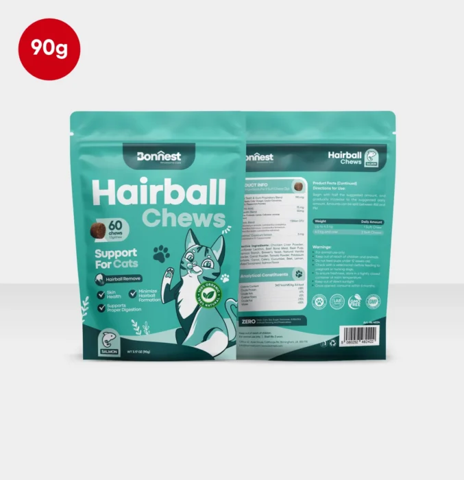Bonnest Hairball Chews for Cats 90g – تشویقی ضد گلوله مویی گربه بونست با طعم سالمون