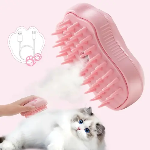 برس بخار و ماساژ شارژی گربه با طراحی پنجه، مناسب برای شانه کردن و تمیز کردن موهای حیوانات خانگی