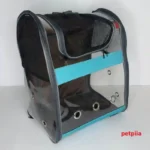 کوله حمل گربه پارک‌شو طلقی شفاف رنگ آبی با پنل طلقی و تهویه کامل
