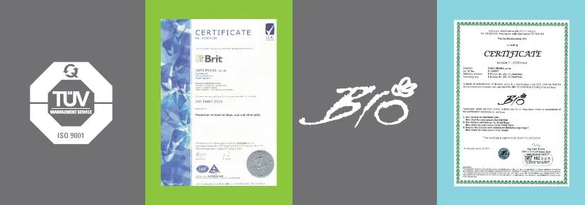 گواهی‌های برند بریت با نشان‌های ISO 9001 و BIO