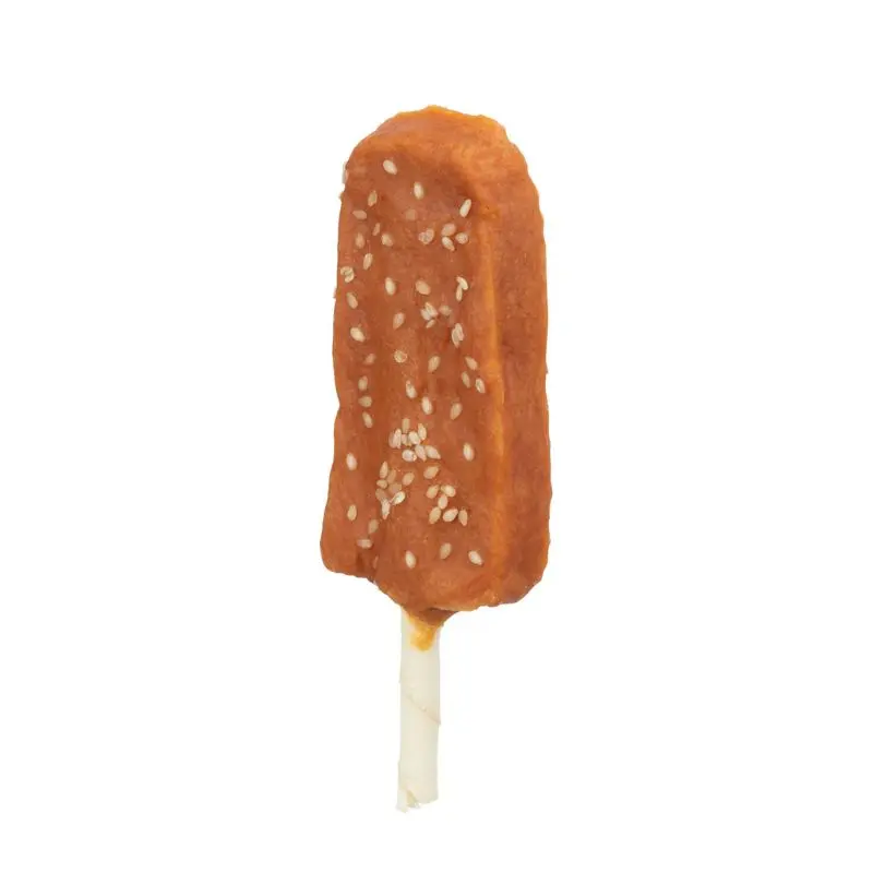 بستنی تشویقی سگ تریکسی مدل Denta Fun Ice Pop با طعم مرغ و کنجد، حاوی ۷۲ درصد گوشت مرغ و دسته جویدنی پوست گاو